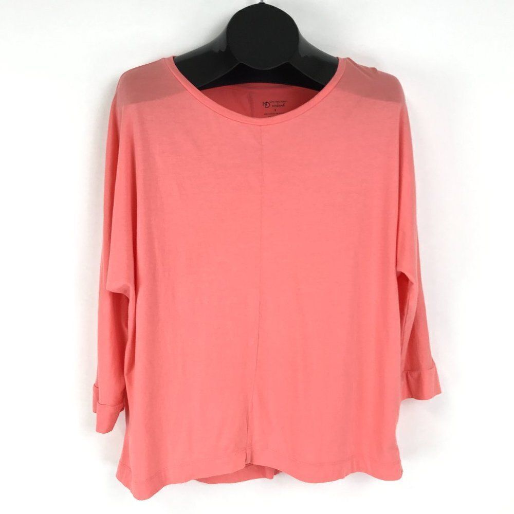 New Directions Weekend Scoop Neck Tee Women's Size Small Coral Stretch Knit